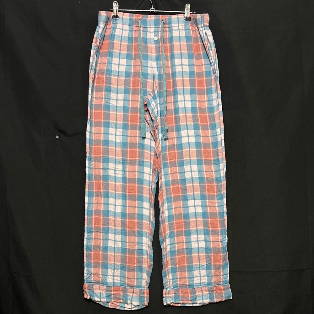 J.Crew Pajama Pants Small Blue Pink Plaid Preppy Coastal Viscose Lounge Bottoms
